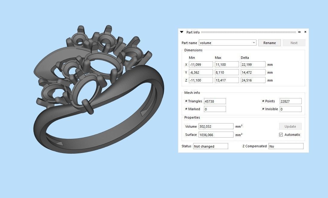 Women ring with gems 3dm stl 3D print model_10