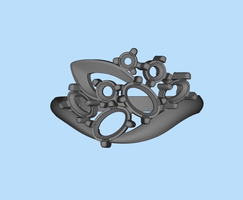 Women ring with gems 3dm stl 3D print model_35