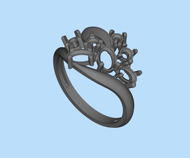 Women ring with gems 3dm stl 3D print model_34