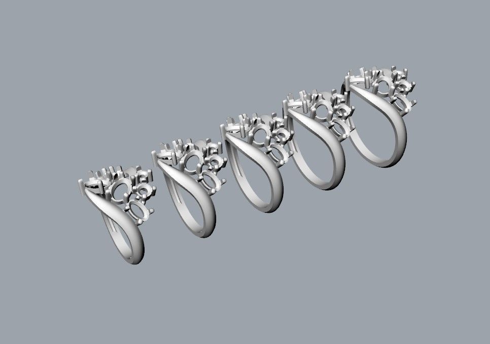 Women ring with gems 3dm stl 3D print model_7