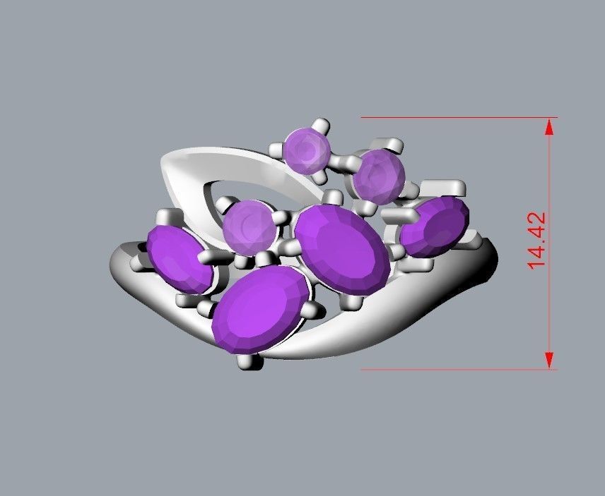 Women ring with gems 3dm stl 3D print model_8