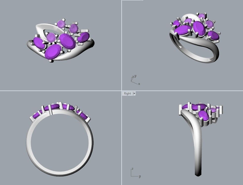 Women ring with gems 3dm stl 3D print model_28