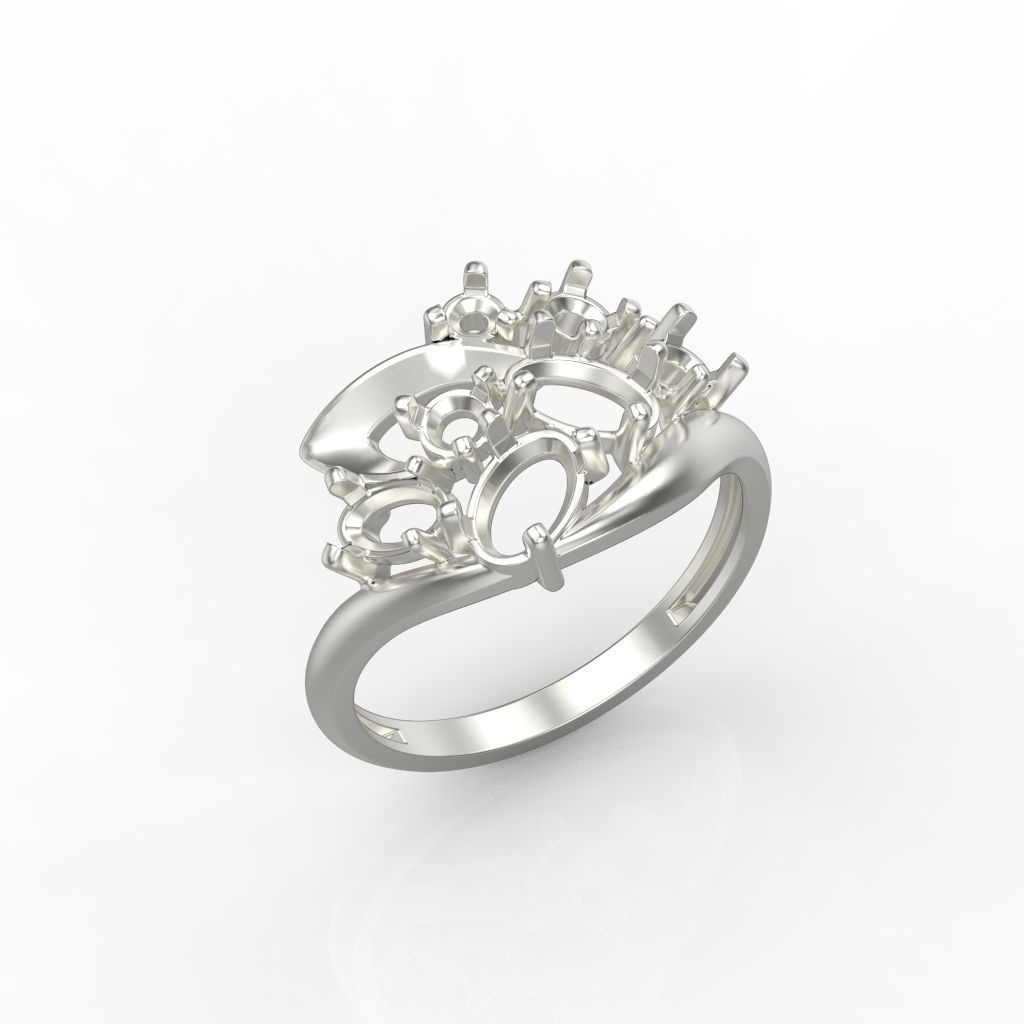 Women ring with gems 3dm stl 3D print model_18