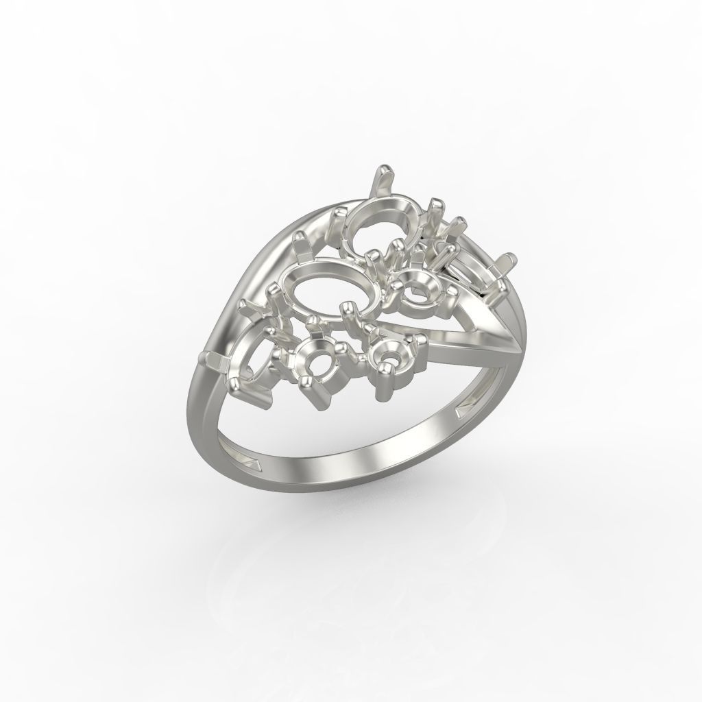 Women ring with gems 3dm stl 3D print model_20