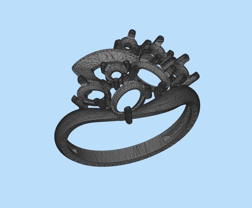 Women ring with gems 3dm stl 3D print model_38