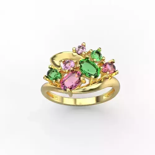 Women ring with gems 3dm stl