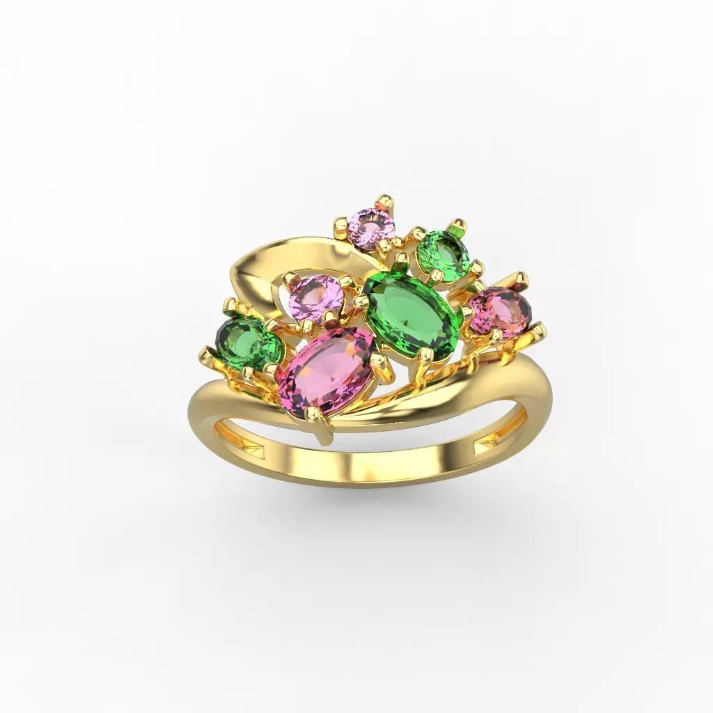 Women ring with gems 3dm stl 3D print model_0