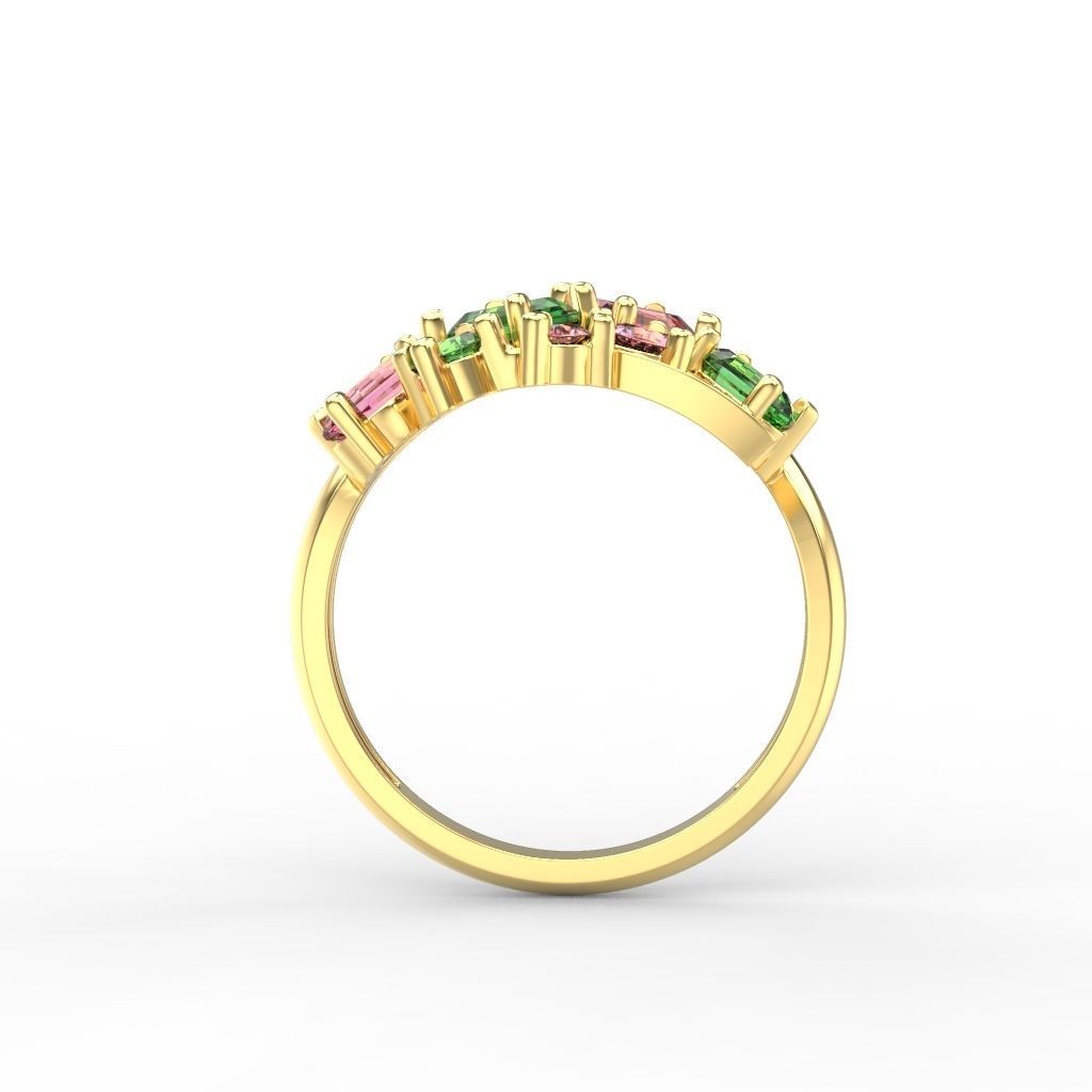 Women ring with gems 3dm stl 3D print model_16