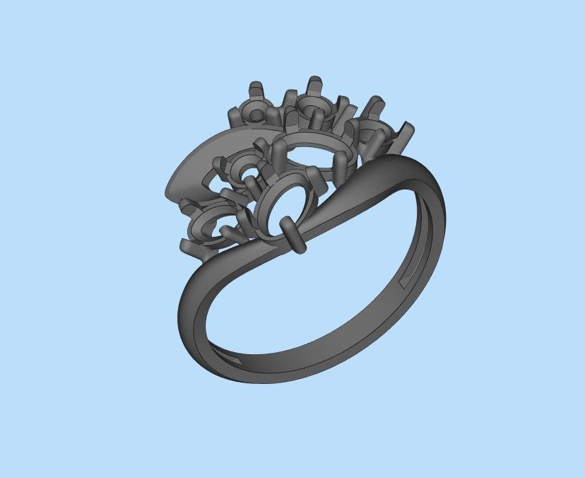 Women ring with gems 3dm stl 3D print model_33