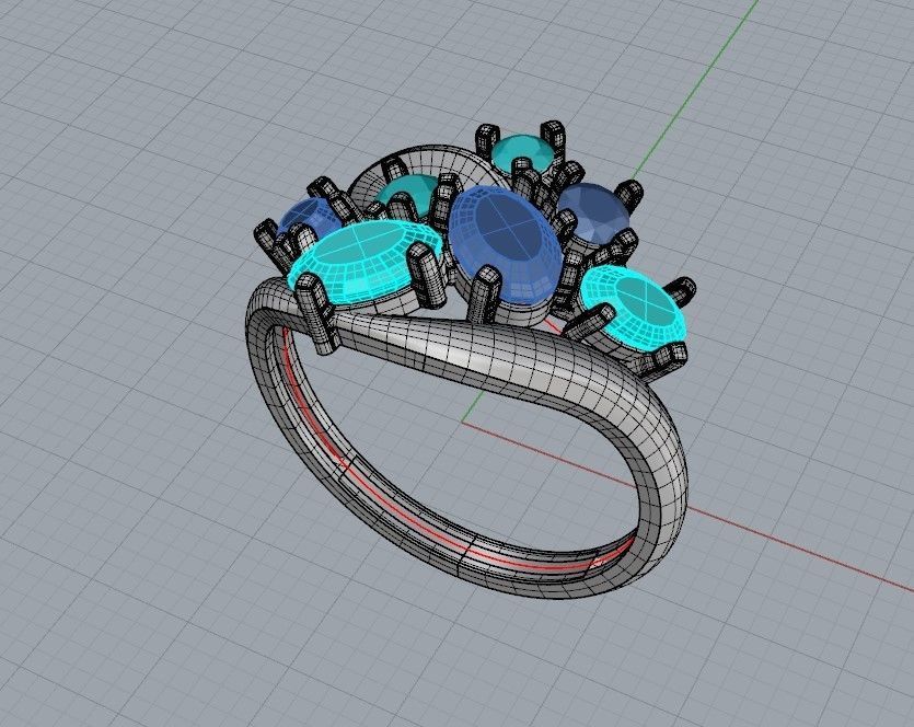 Women ring with gems 3dm stl 3D print model_29