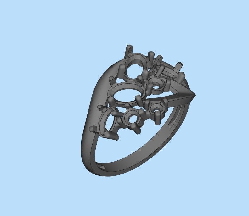 Women ring with gems 3dm stl 3D print model_31