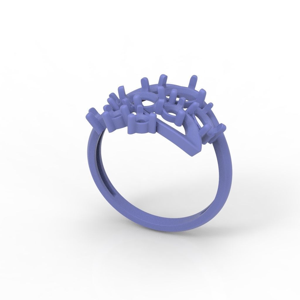 Women ring with gems 3dm stl 3D print model_24