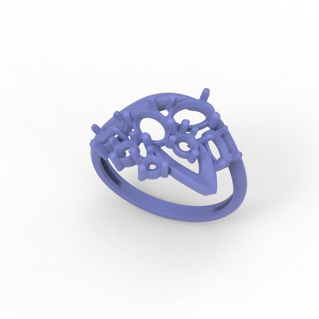 Women ring with gems 3dm stl 3D print model_26