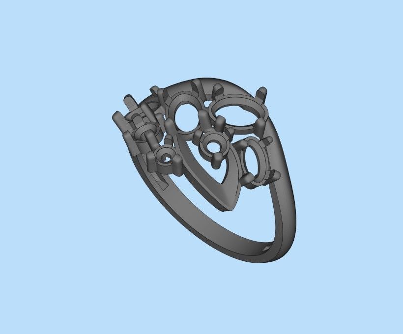 Women ring with gems 3dm stl 3D print model_32