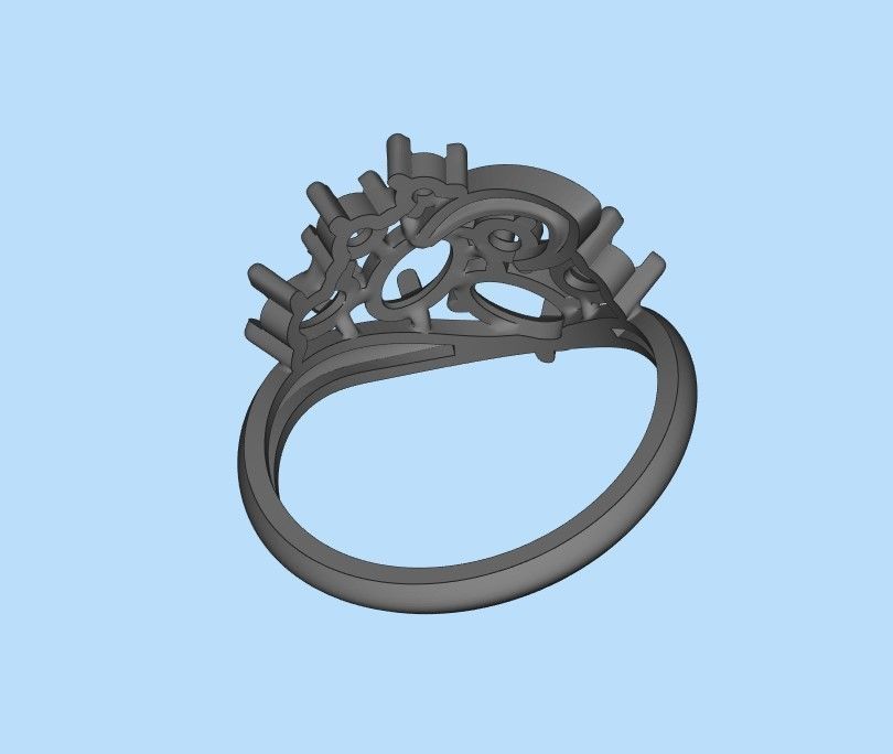 Women ring with gems 3dm stl 3D print model_30