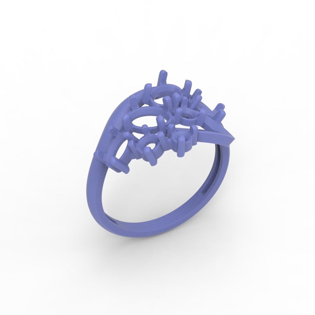 Women ring with gems 3dm stl 3D print model_25