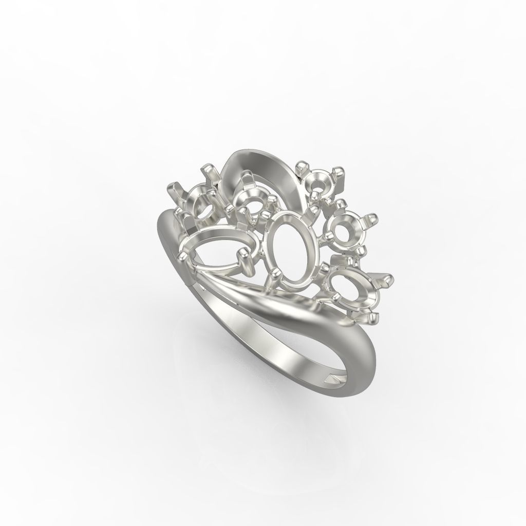 Women ring with gems 3dm stl 3D print model_19