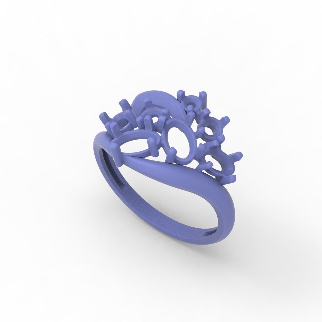 Women ring with gems 3dm stl 3D print model_23