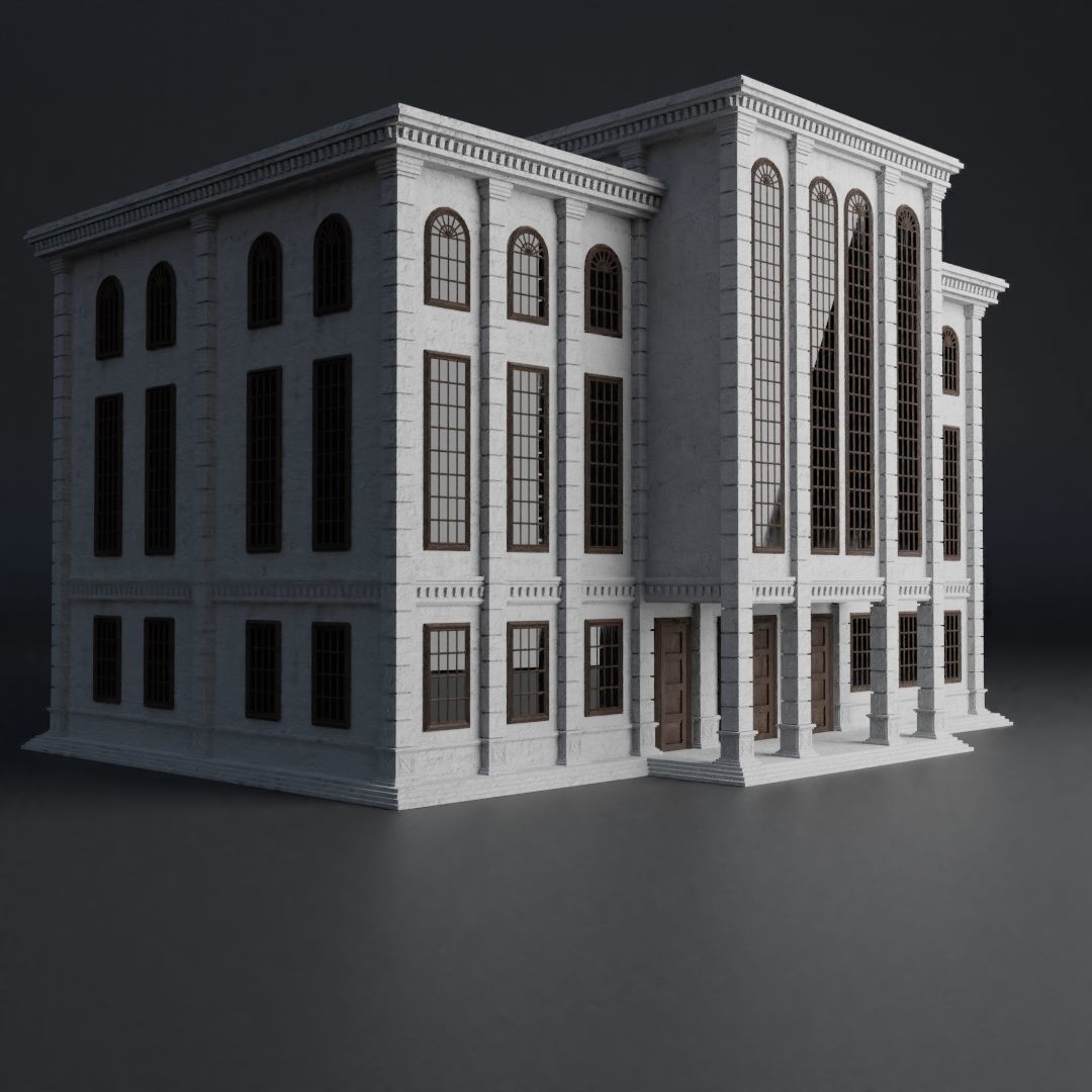 CLASSIC OLD EUROPEAN BUILDING 02 Low-poly 3D model_4