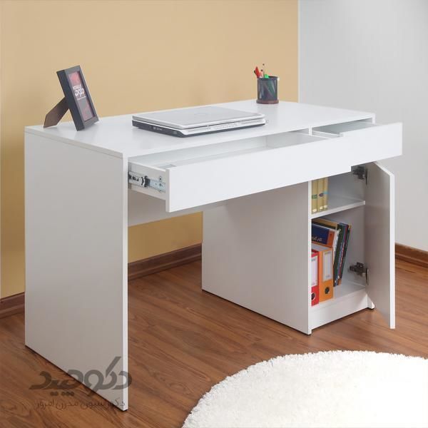 Modern white desk Low-poly 3D model_1