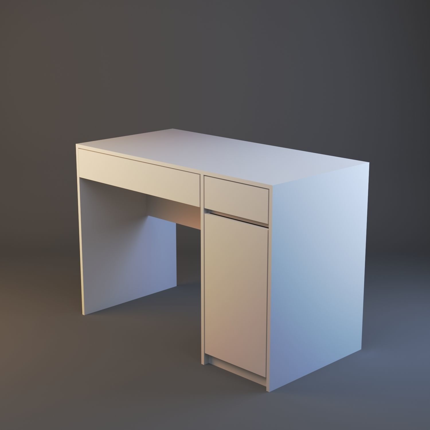Modern white desk Low-poly 3D model_3