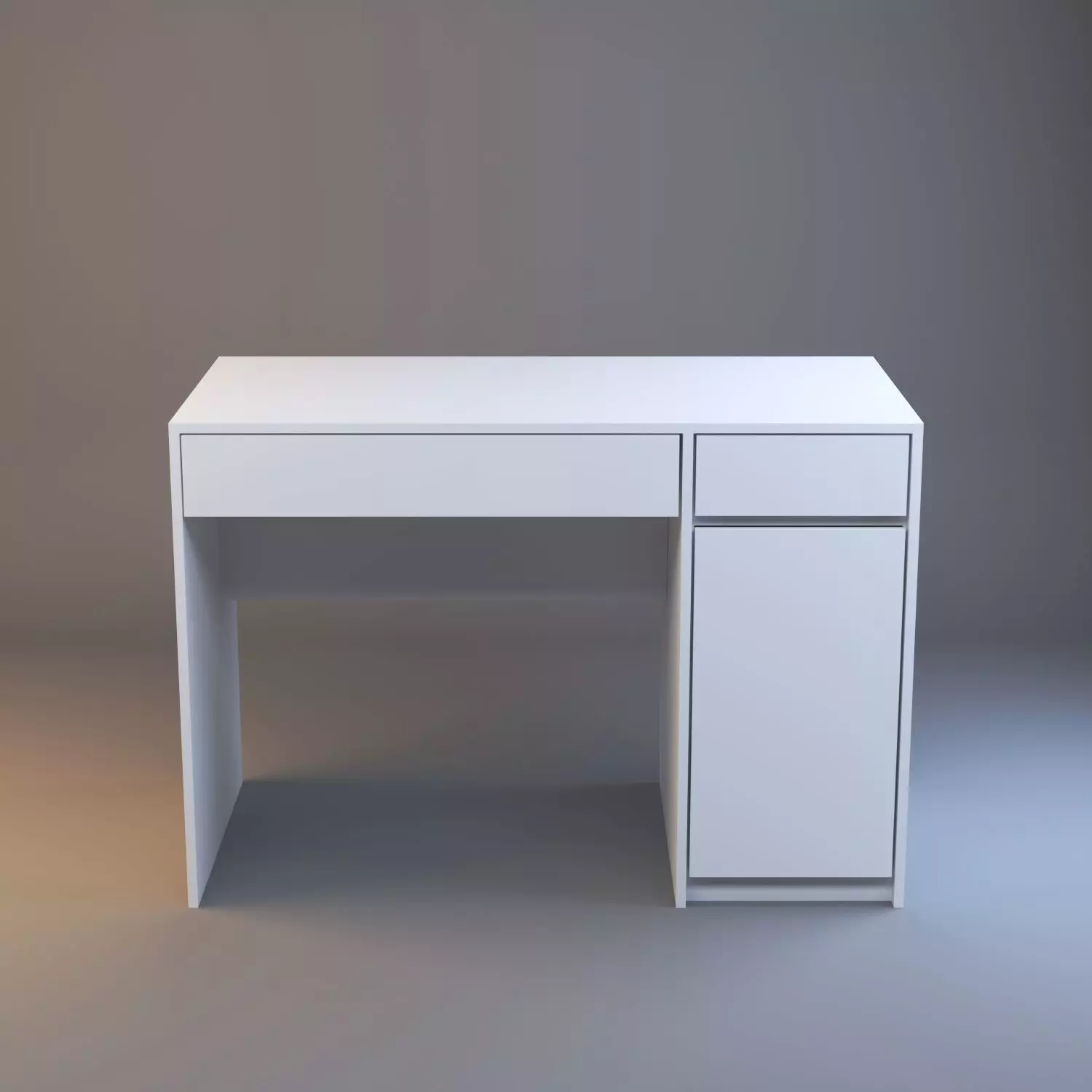 Modern white desk Low-poly 3D model_0