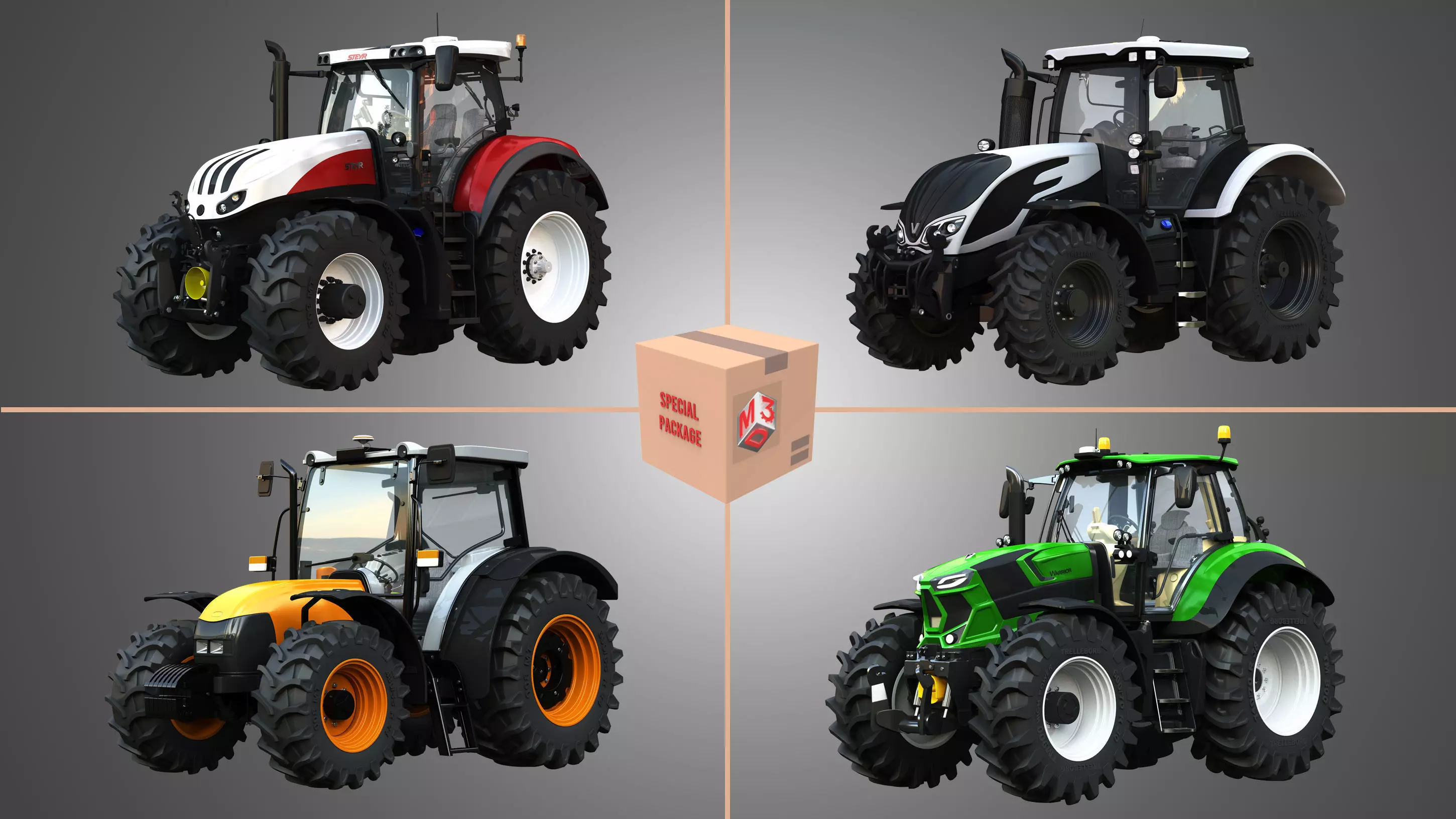 Tractors 4 in 1 3D model_0