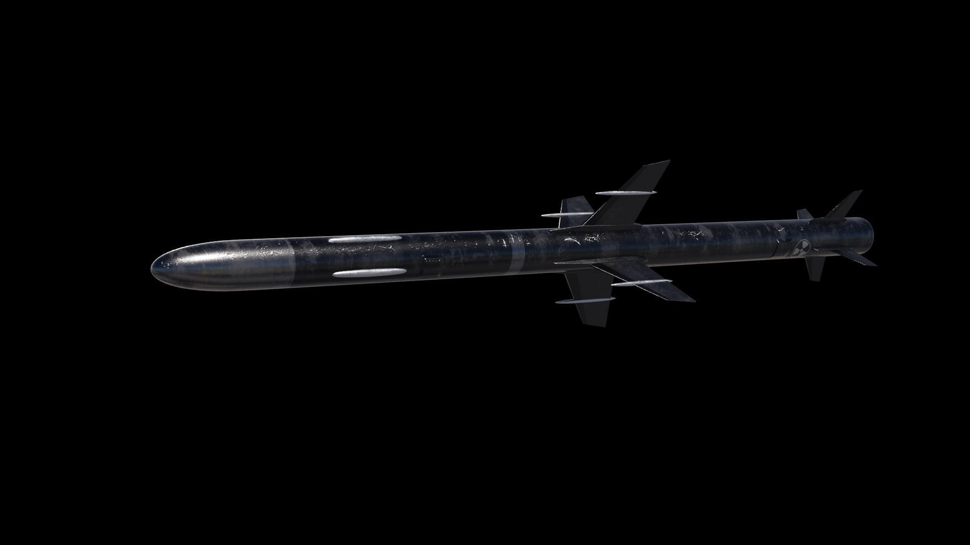 Missile 3D model flying in sky Low-poly 3D model_7