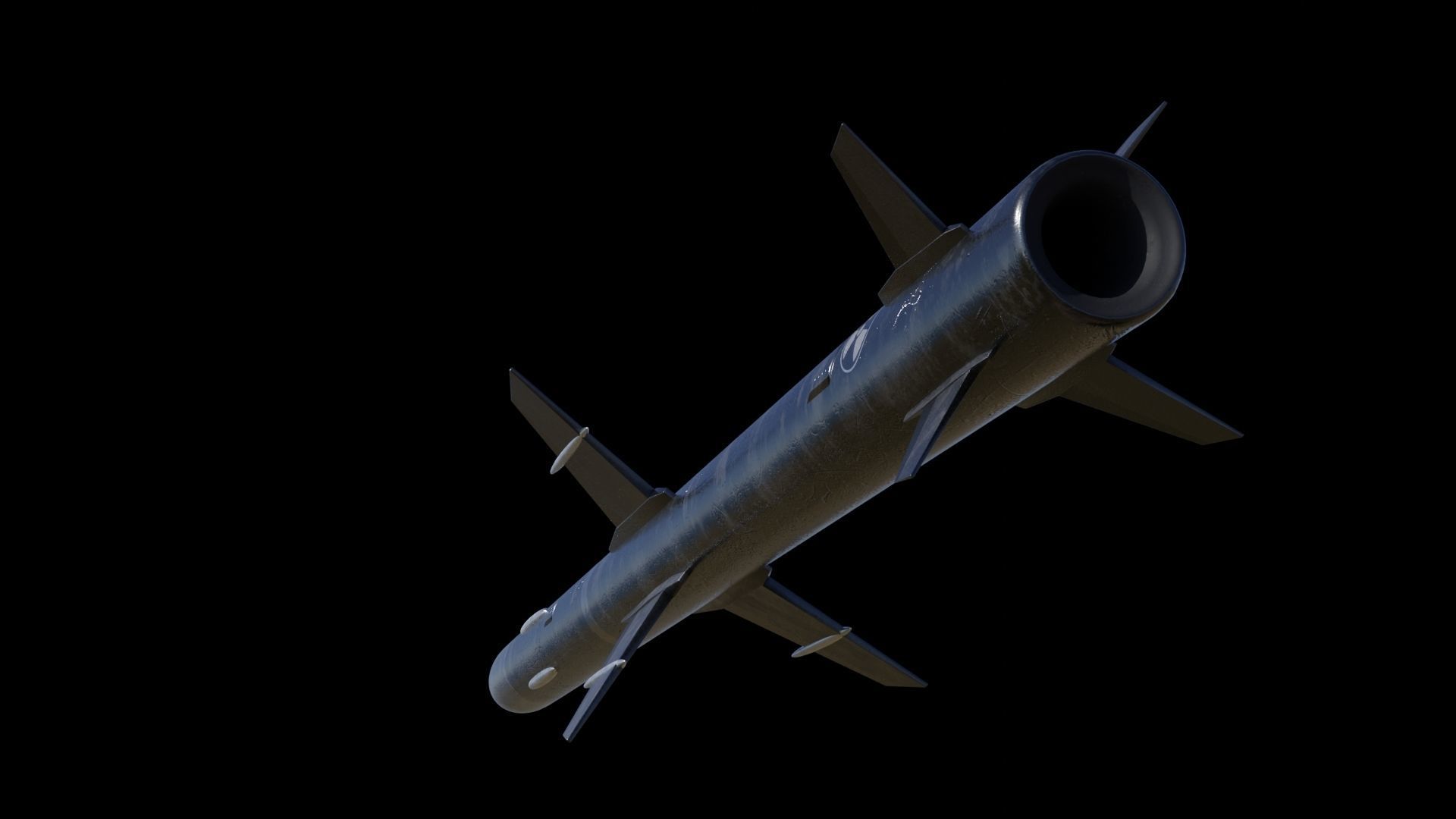 Missile 3D model flying in sky Low-poly 3D model_5