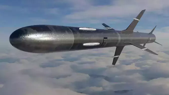 Missile 3D model flying in sky Low-poly 3D model