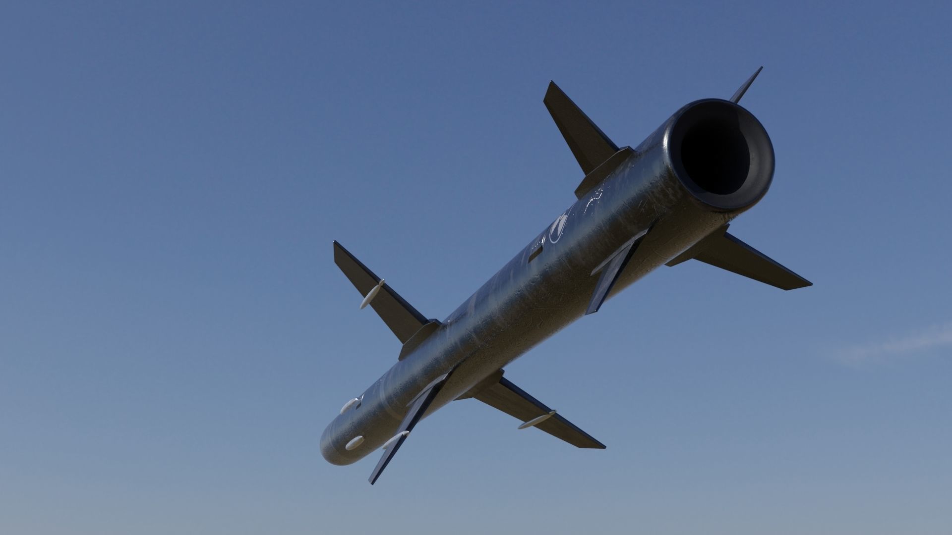 Missile 3D model flying in sky Low-poly 3D model_4