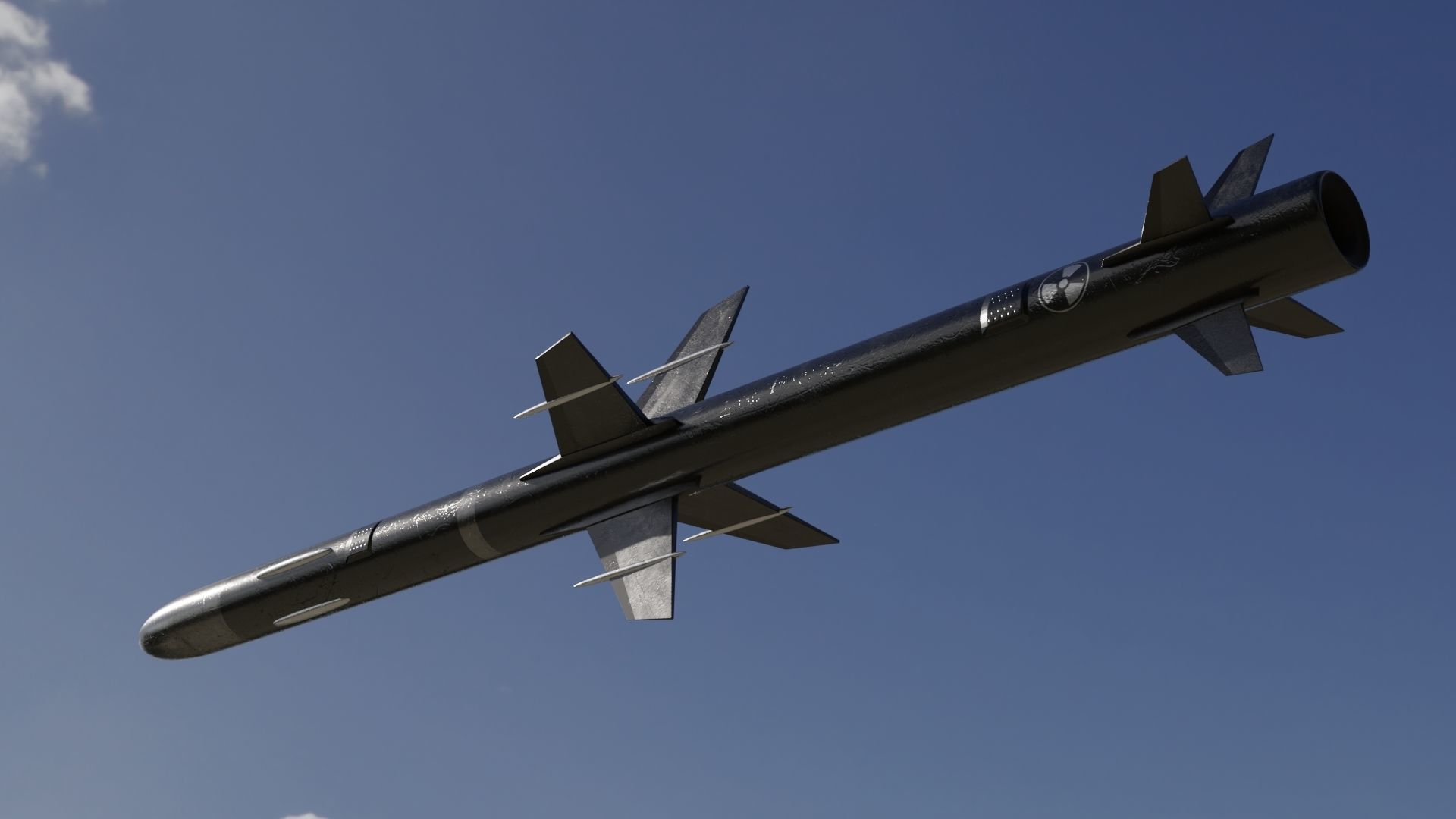 Missile 3D model flying in sky Low-poly 3D model_11