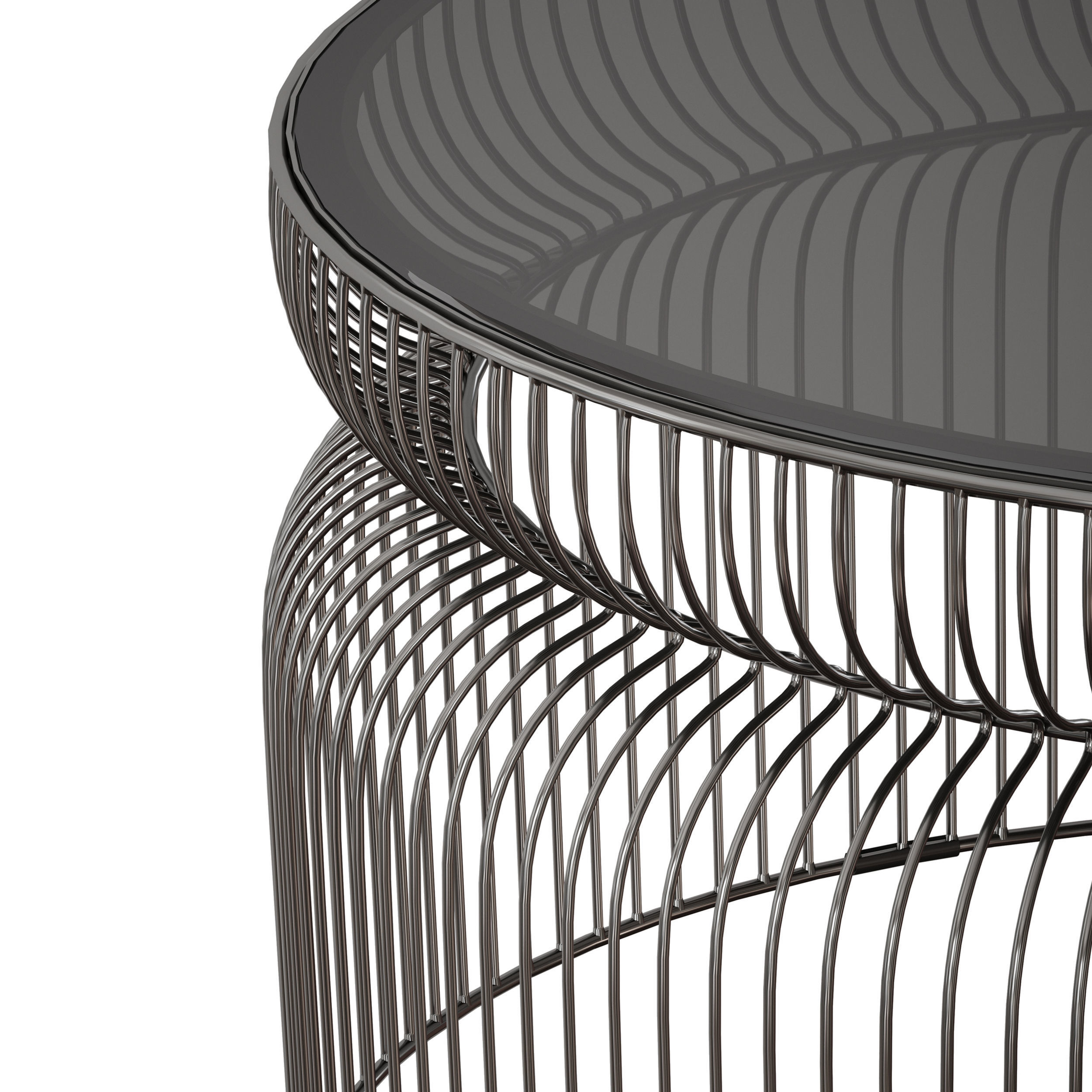 Spoke Smoke Glass Graphite Metal Coffee Table 3D model_5