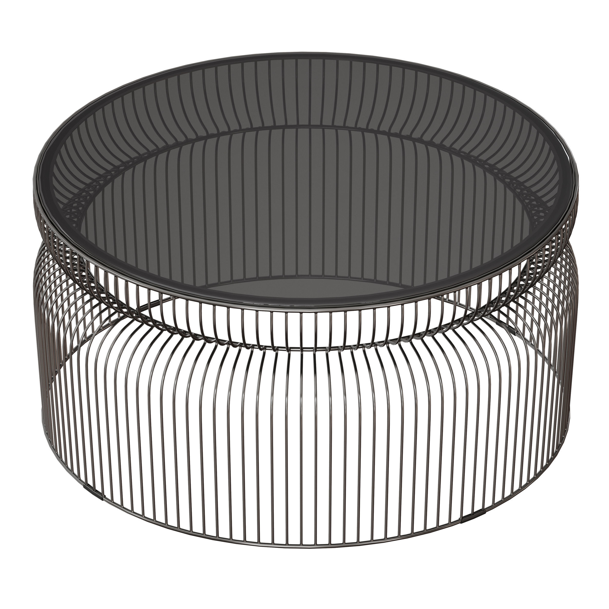 Spoke Smoke Glass Graphite Metal Coffee Table 3D model_3