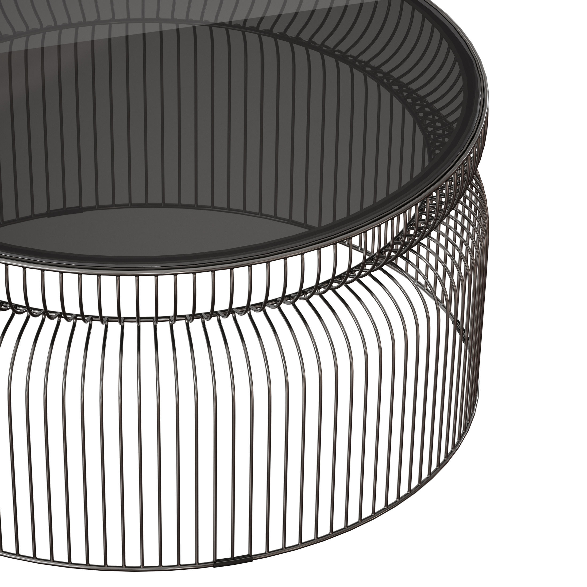 Spoke Smoke Glass Graphite Metal Coffee Table 3D model_8