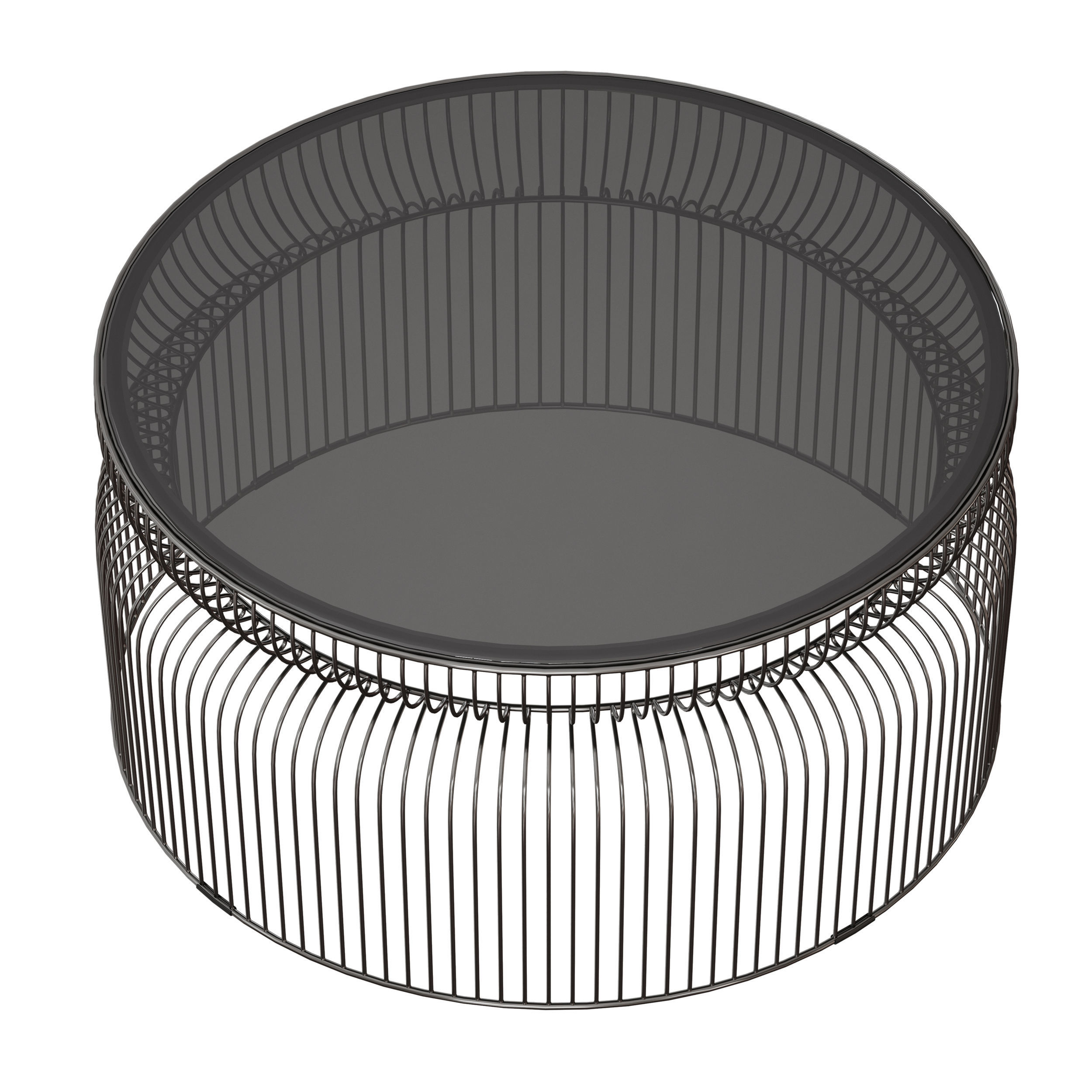 Spoke Smoke Glass Graphite Metal Coffee Table 3D model_4