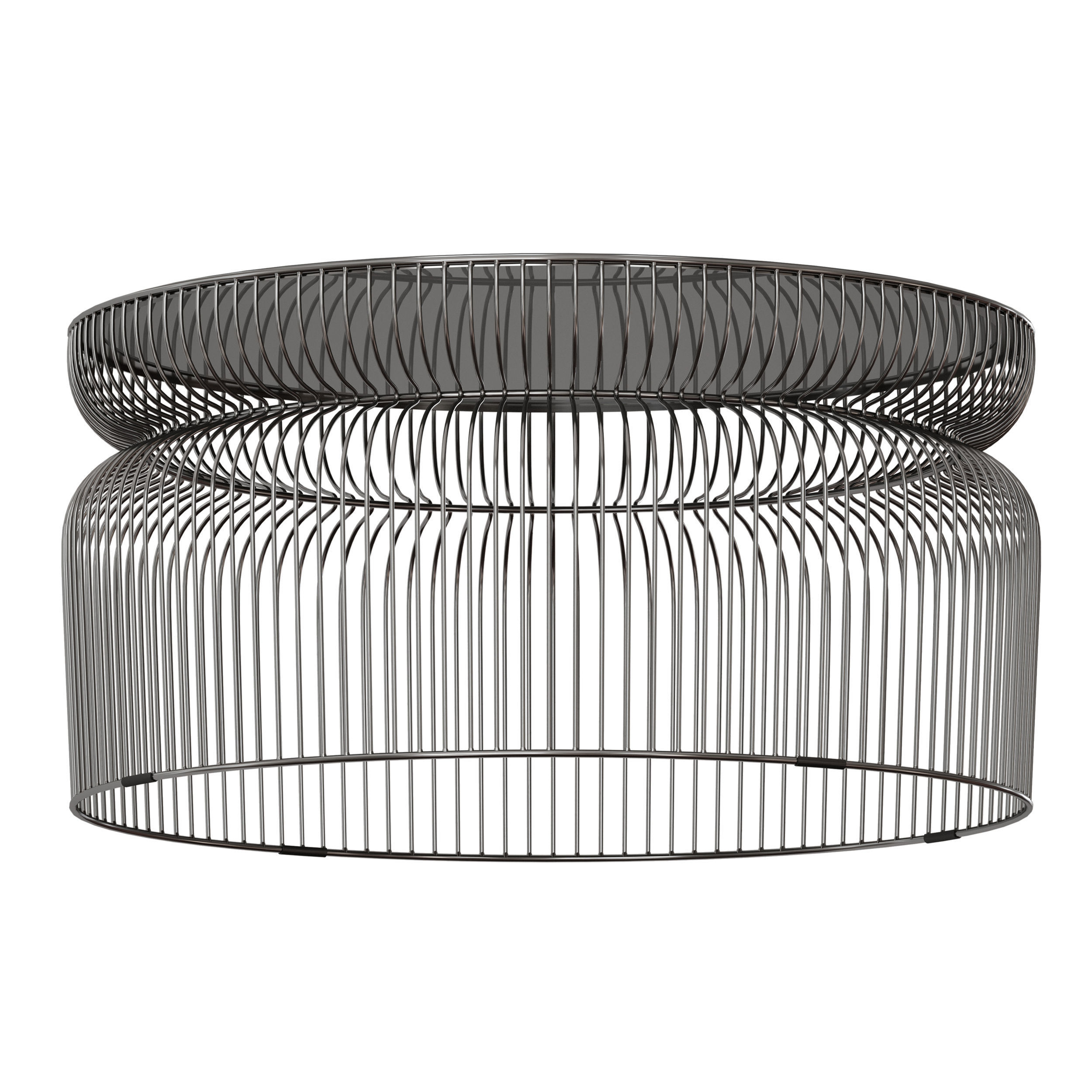 Spoke Smoke Glass Graphite Metal Coffee Table 3D model_1