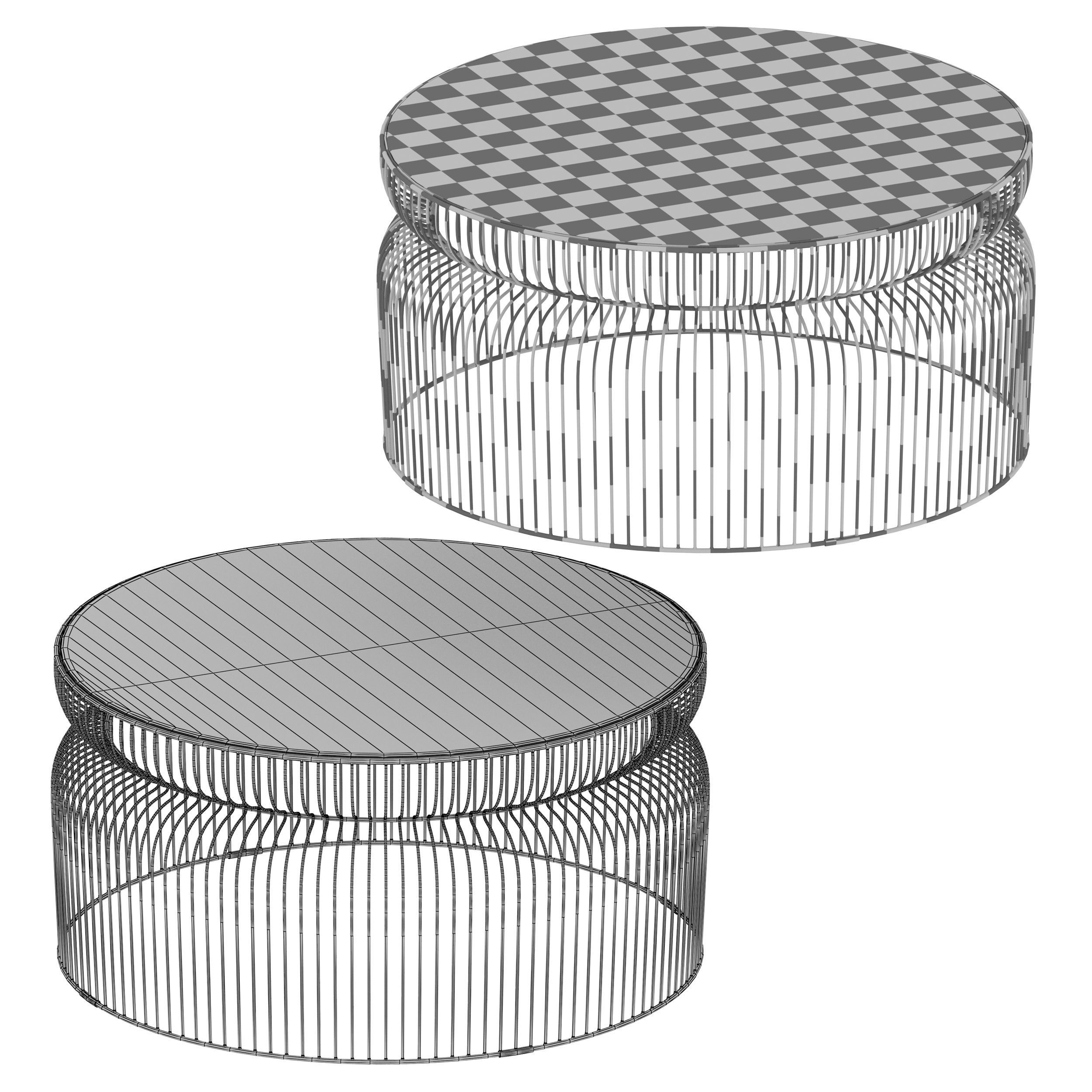 Spoke Smoke Glass Graphite Metal Coffee Table 3D model_10