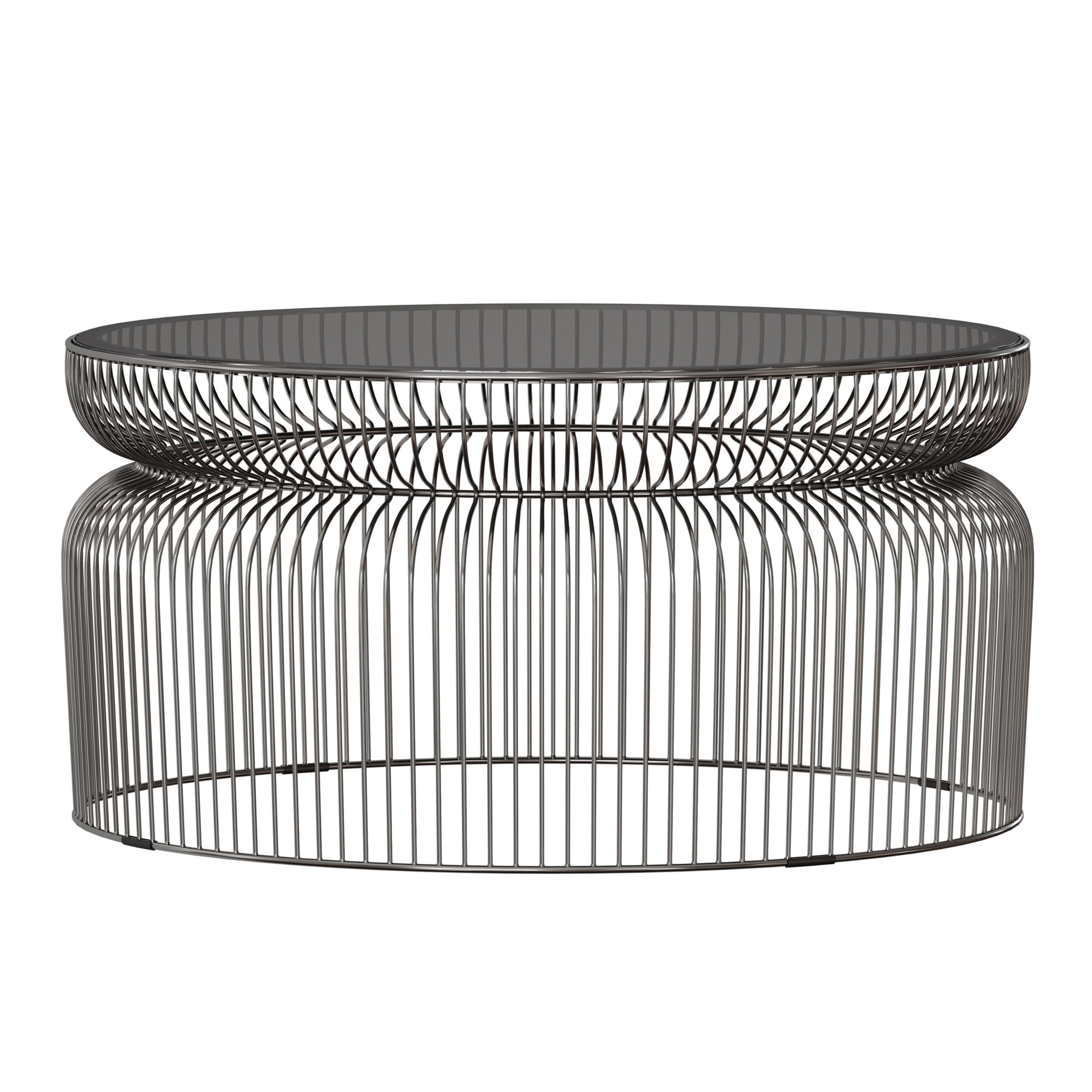 Spoke Smoke Glass Graphite Metal Coffee Table 3D model_2