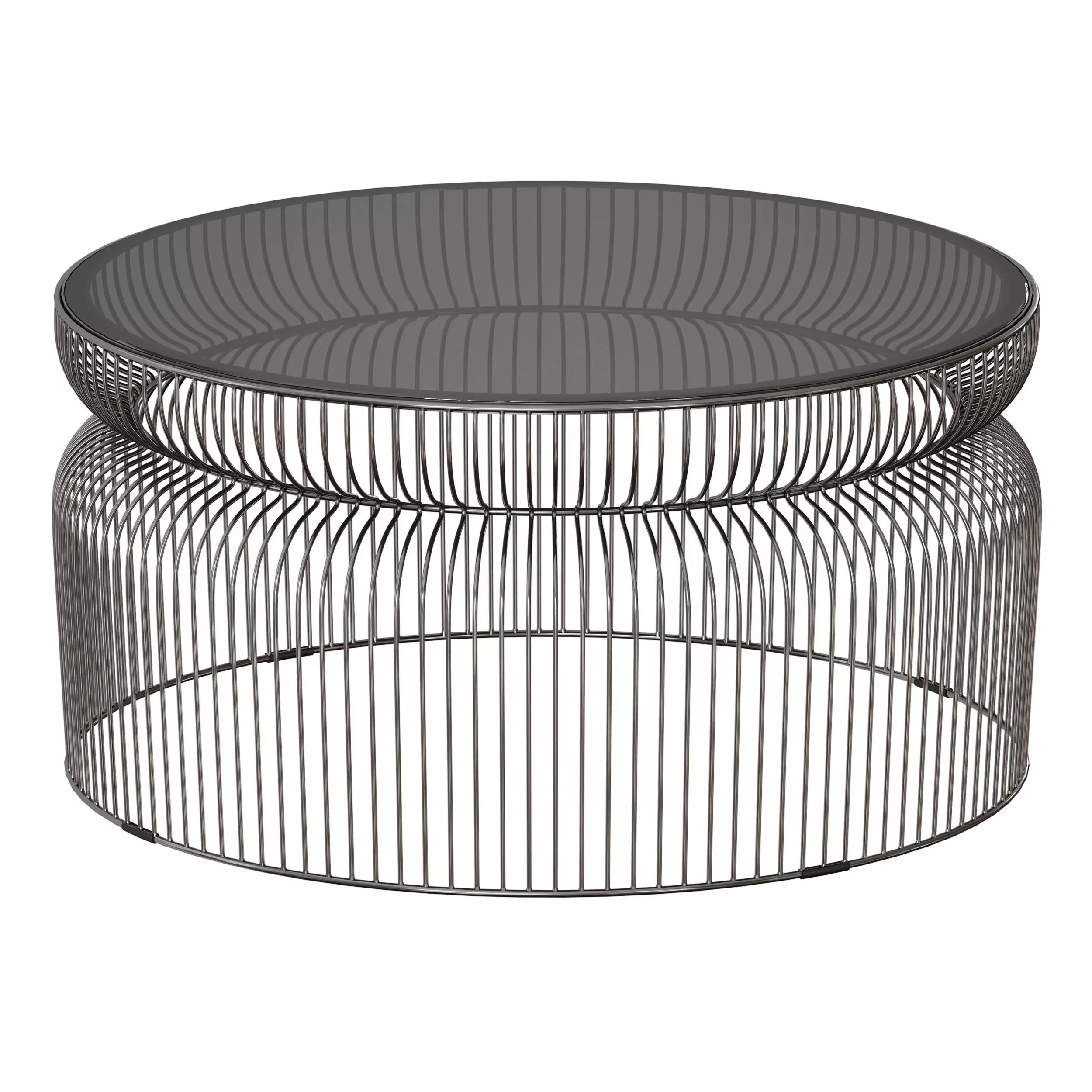 Spoke Smoke Glass Graphite Metal Coffee Table 3D model_0