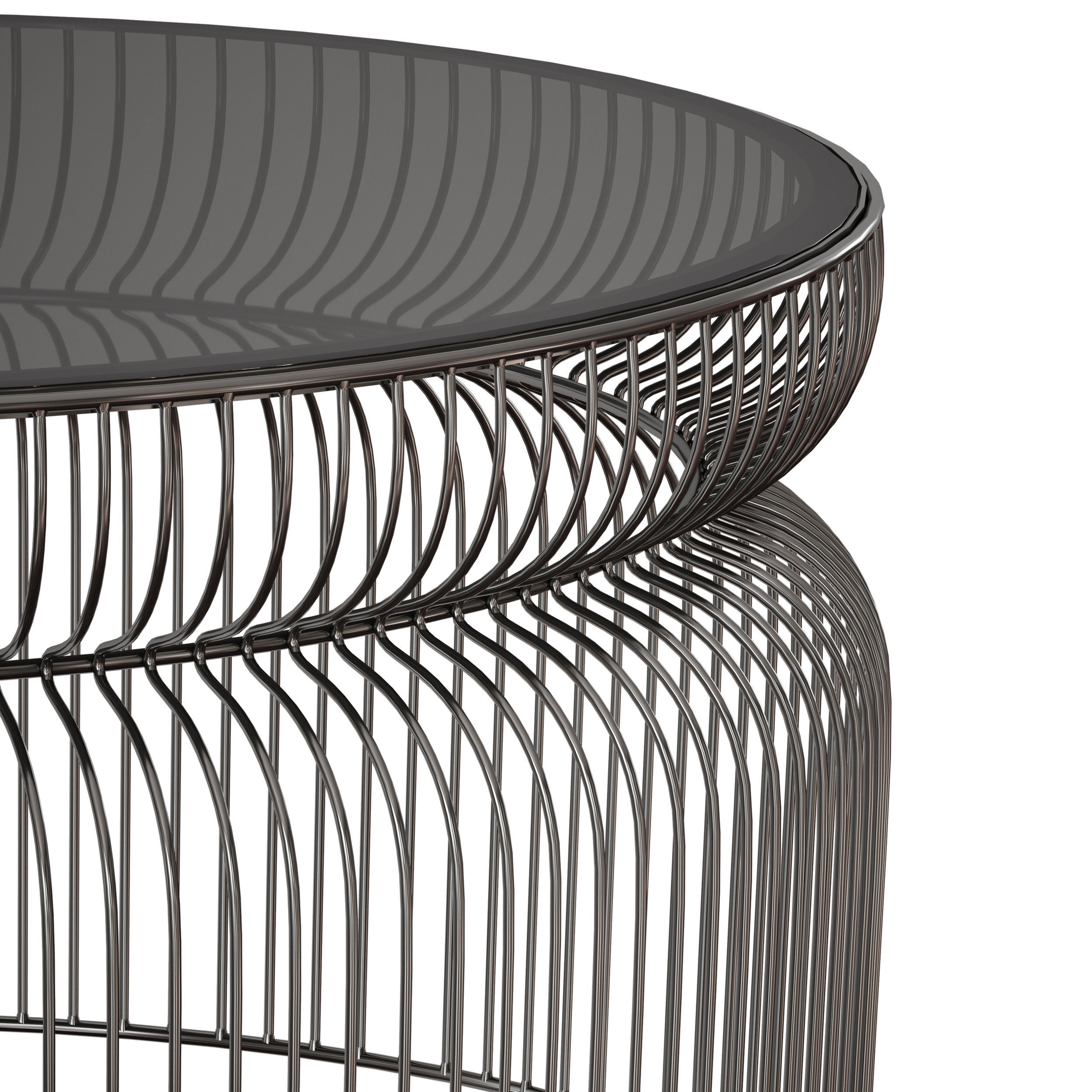 Spoke Smoke Glass Graphite Metal Coffee Table 3D model_6