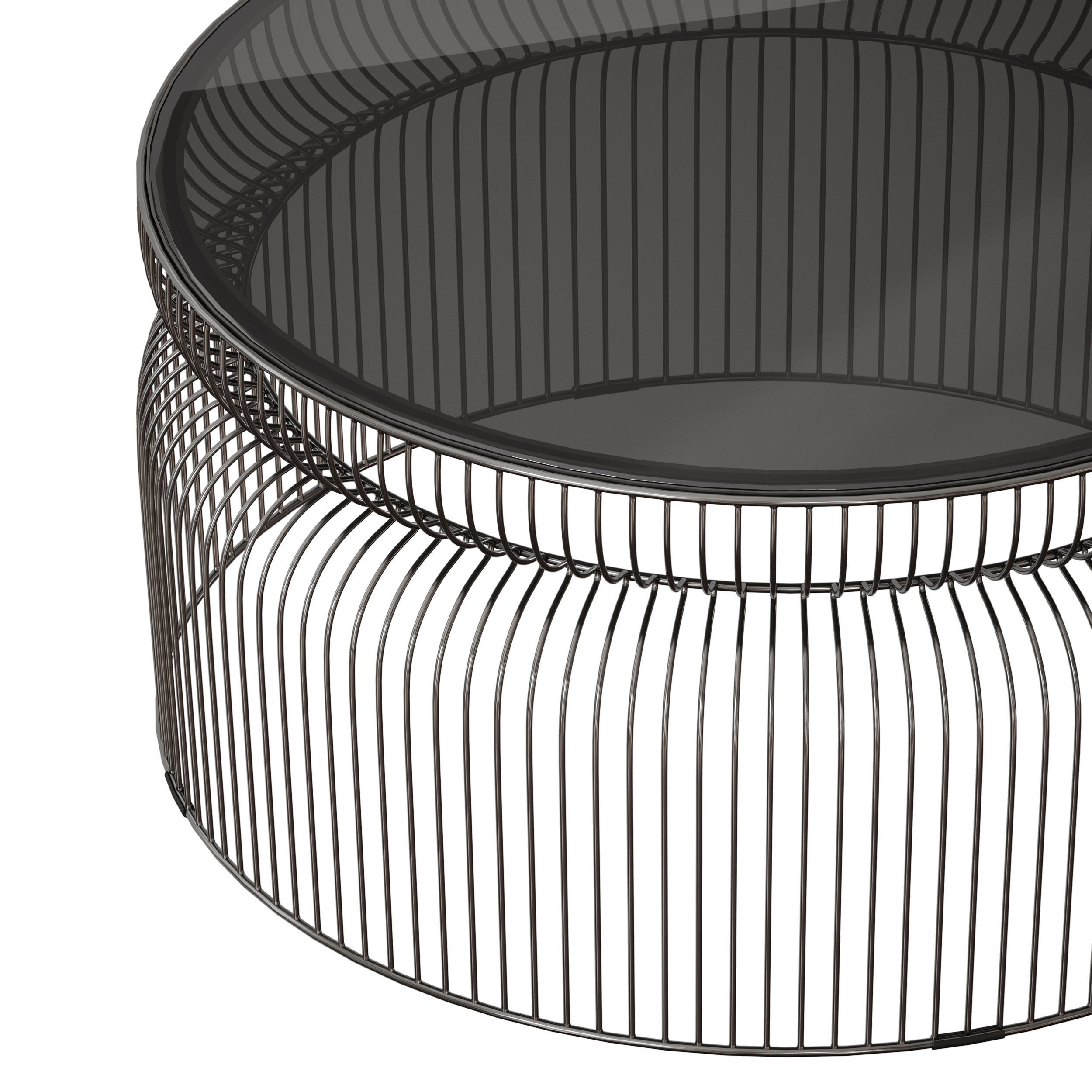 Spoke Smoke Glass Graphite Metal Coffee Table 3D model_9