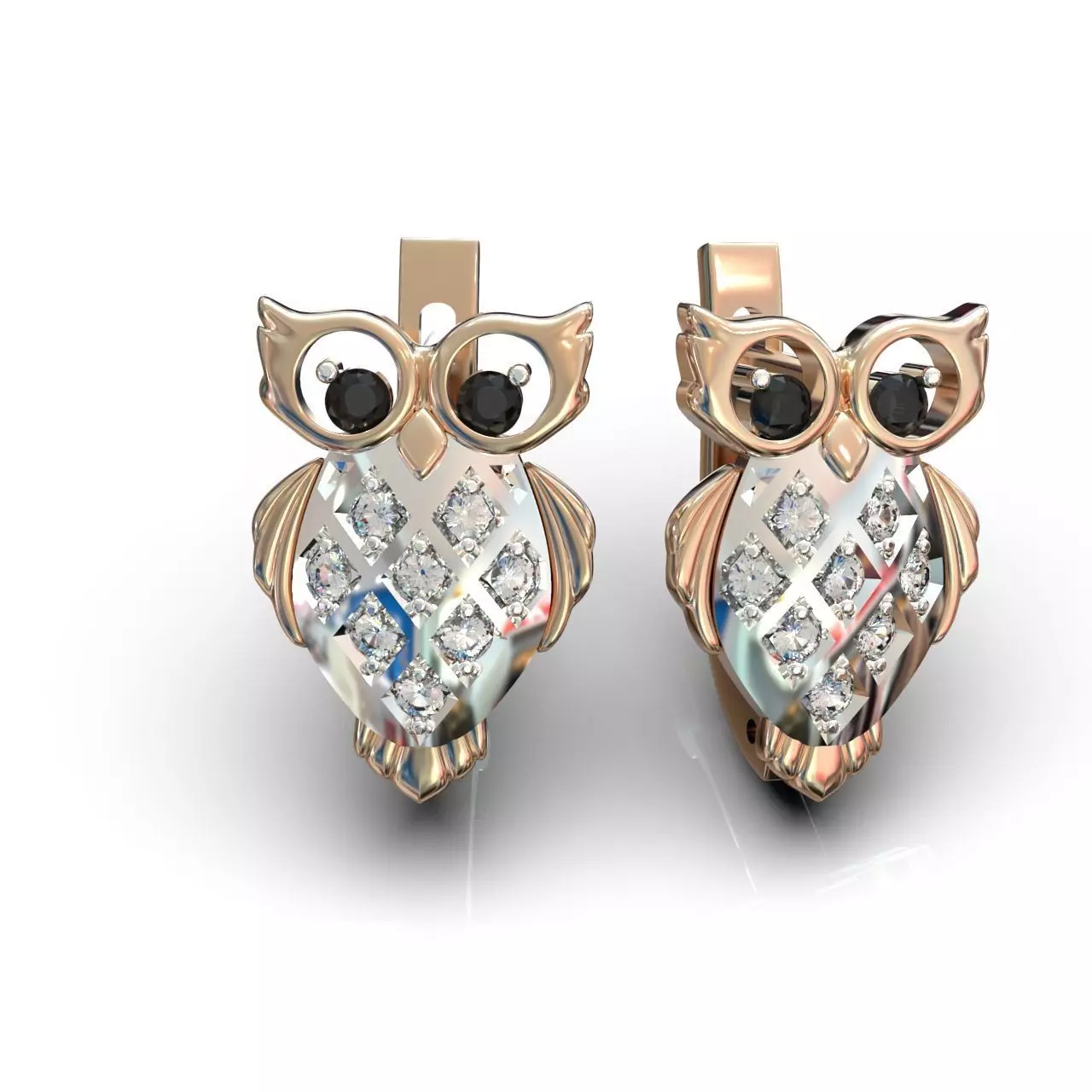 owl earrings 3D print model
