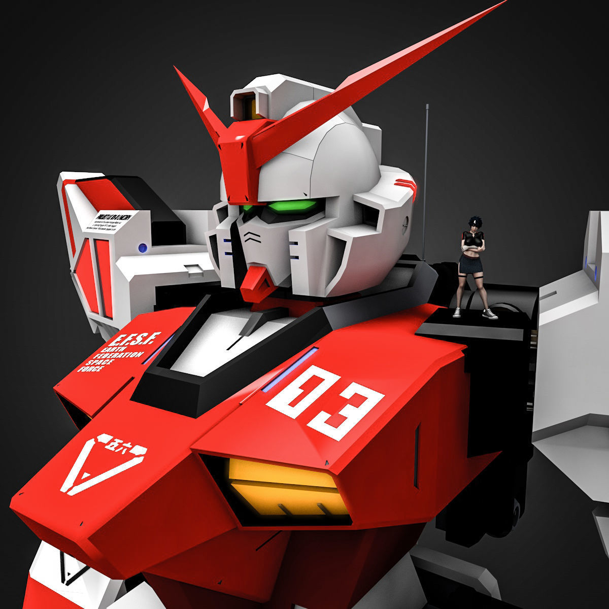 Gundam RX Low-poly 3D model_7