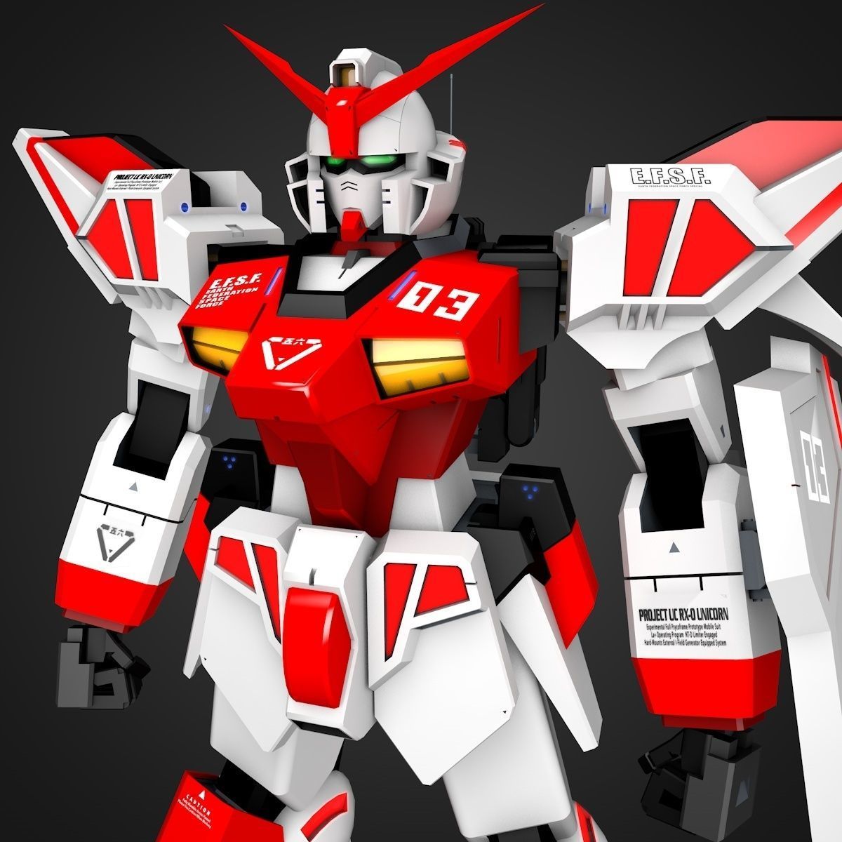 Gundam RX Low-poly 3D model_5