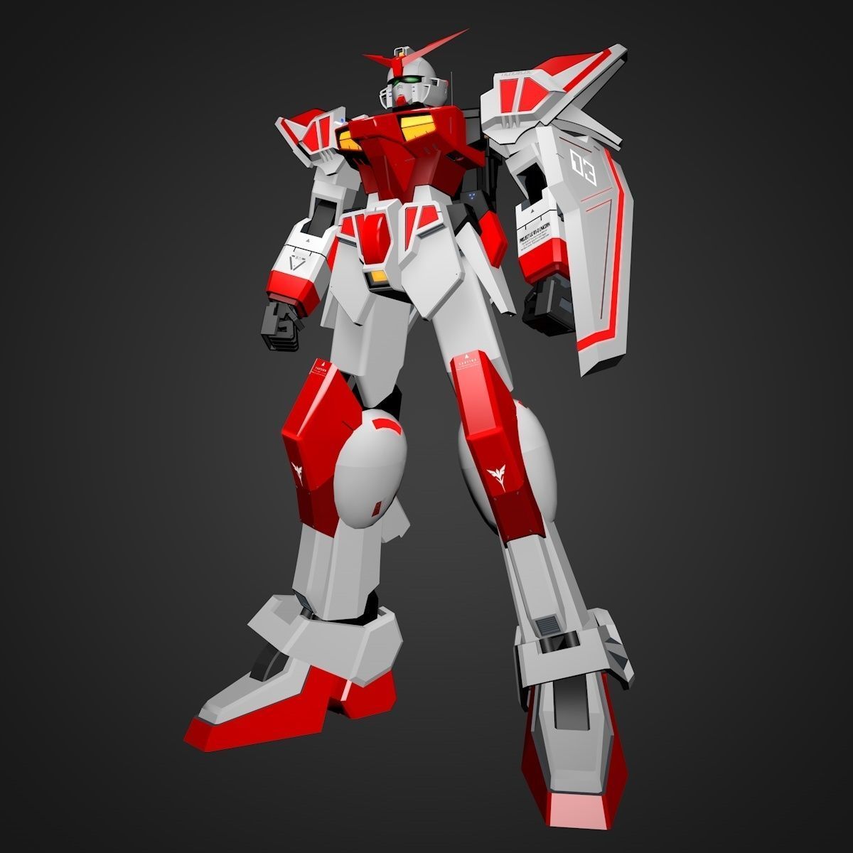 Gundam RX Low-poly 3D model_4