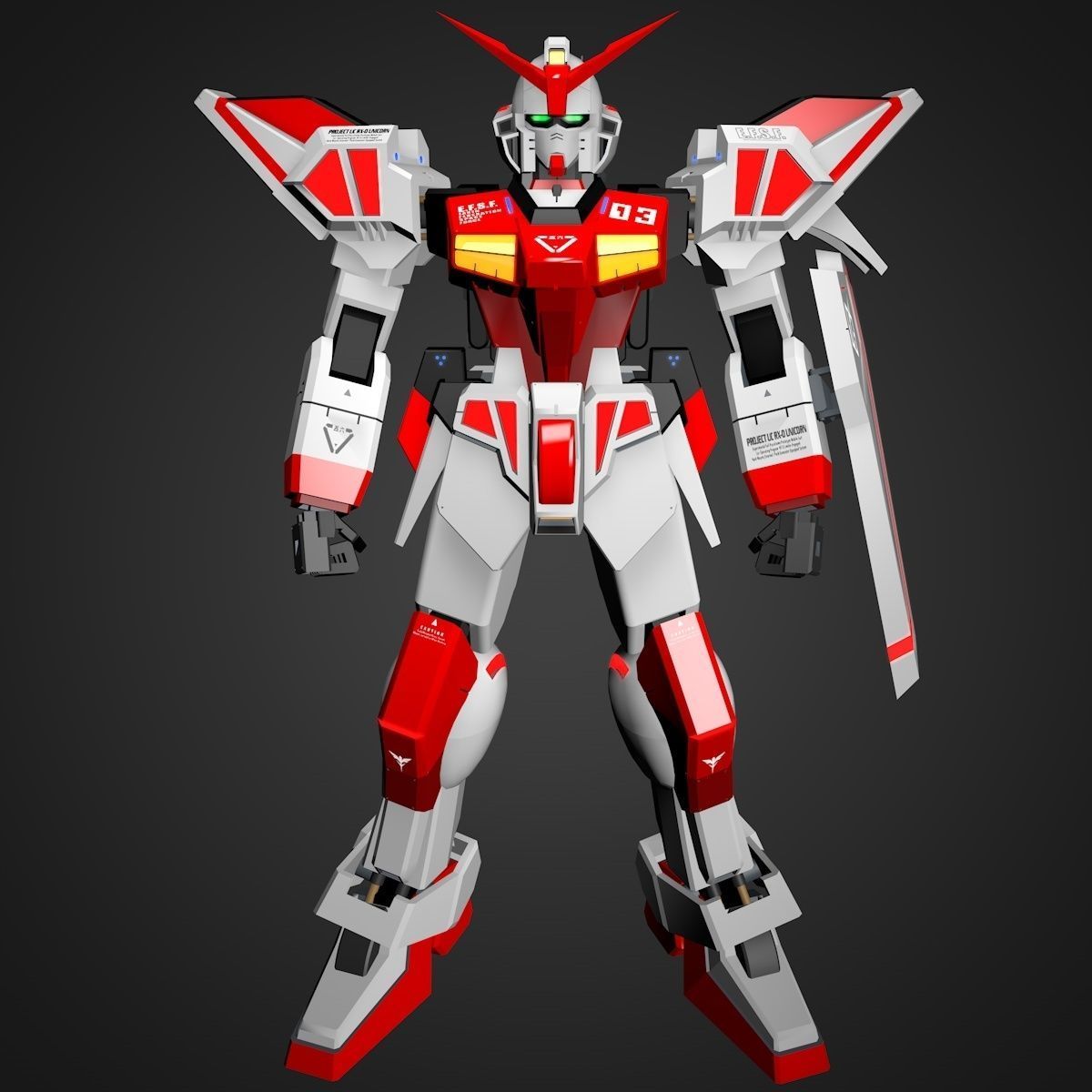 Gundam RX Low-poly 3D model_8