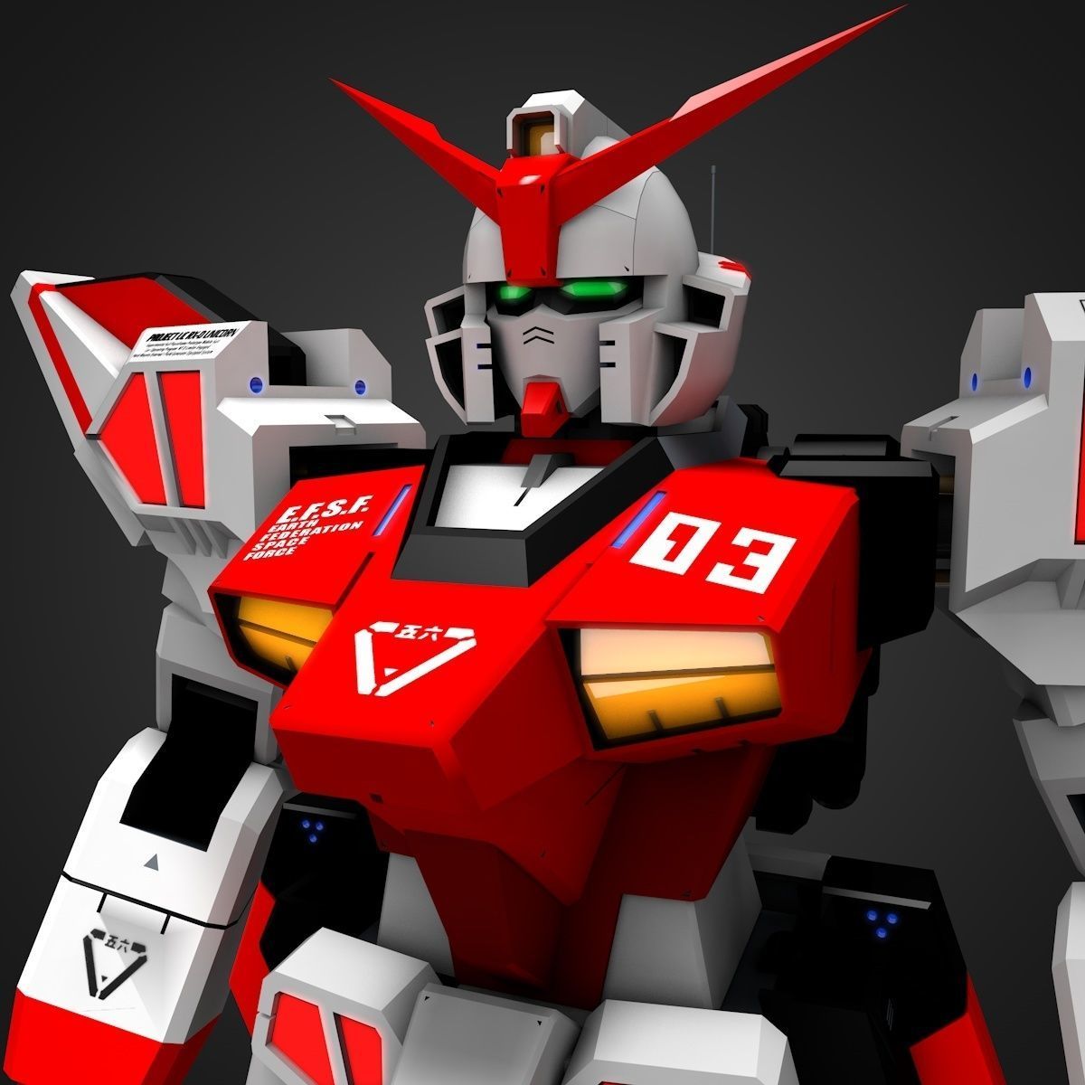 Gundam RX Low-poly 3D model_3