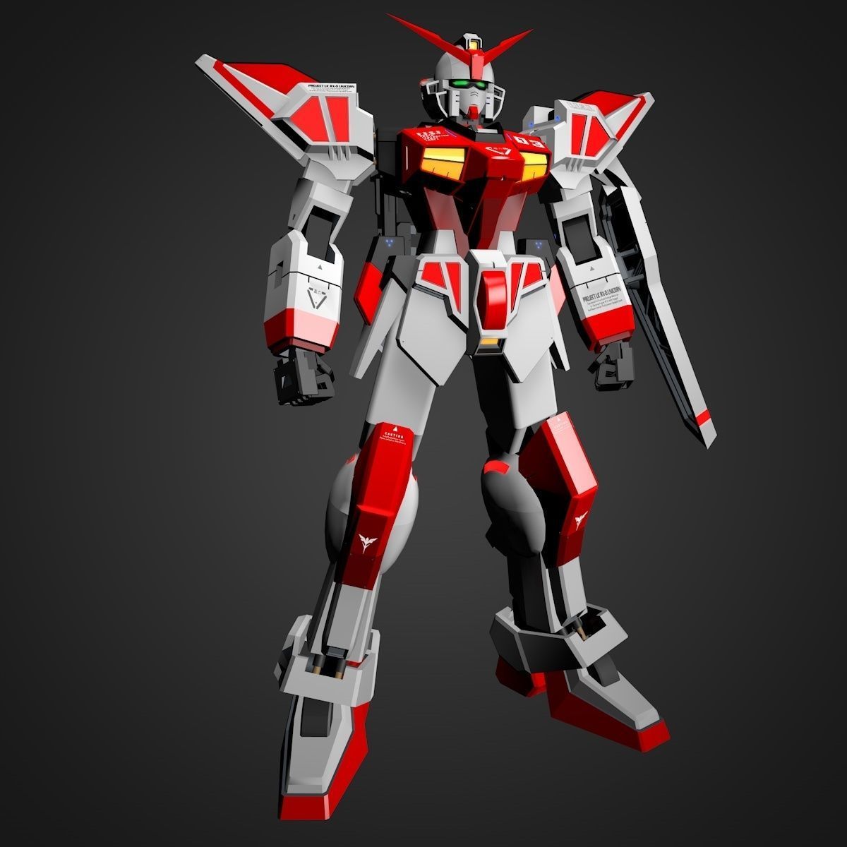 Gundam RX Low-poly 3D model_10