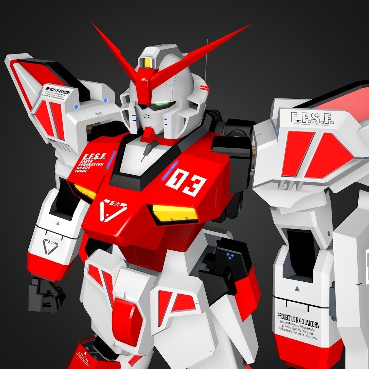 Gundam RX Low-poly 3D model_1